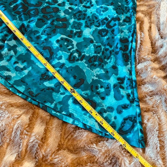 EUC Coldwater Creek dress size P4 Teal abstract design, v neck, sleeveless - Picture 3 of 6